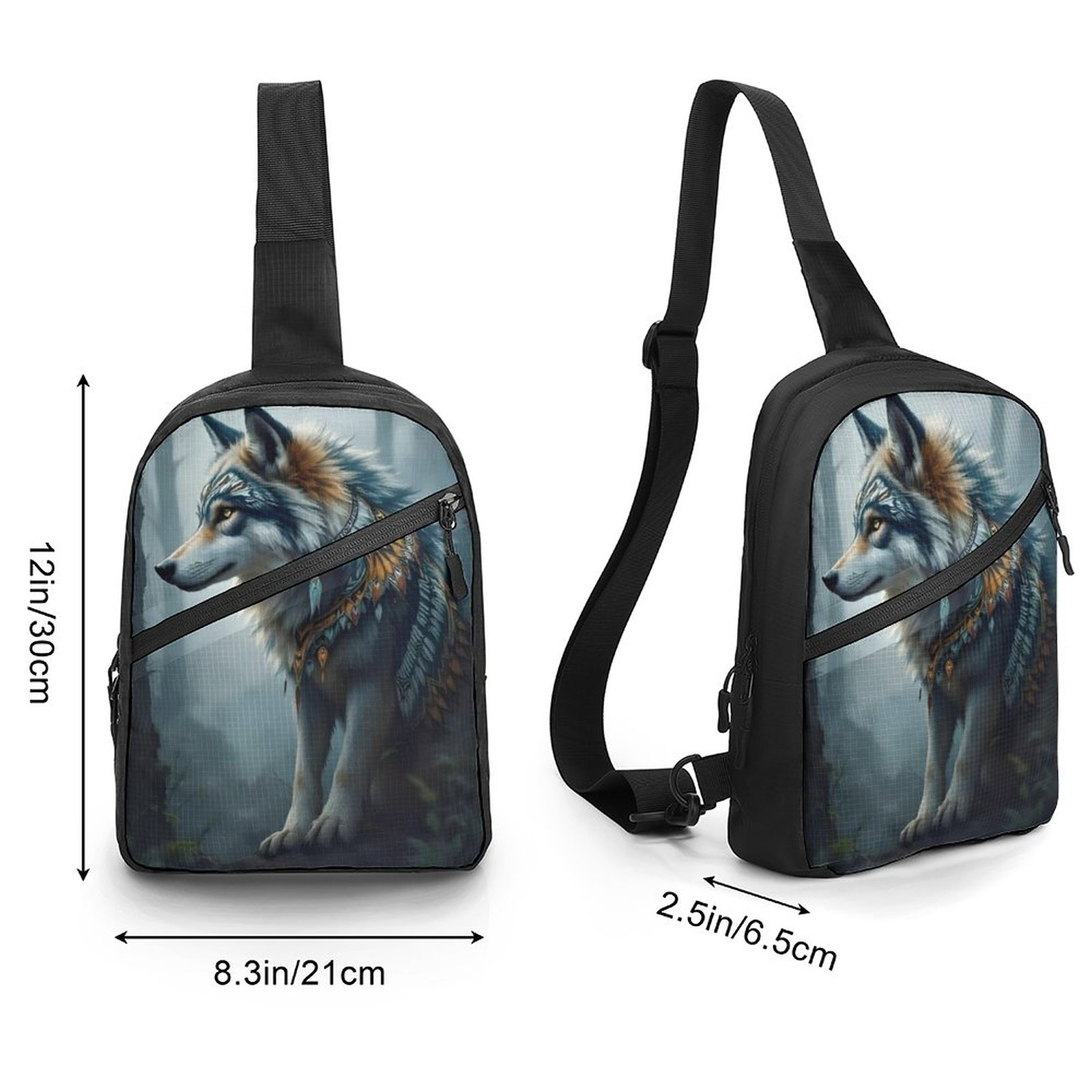 Native Wolf Crossbody Sling Bag - Image 3