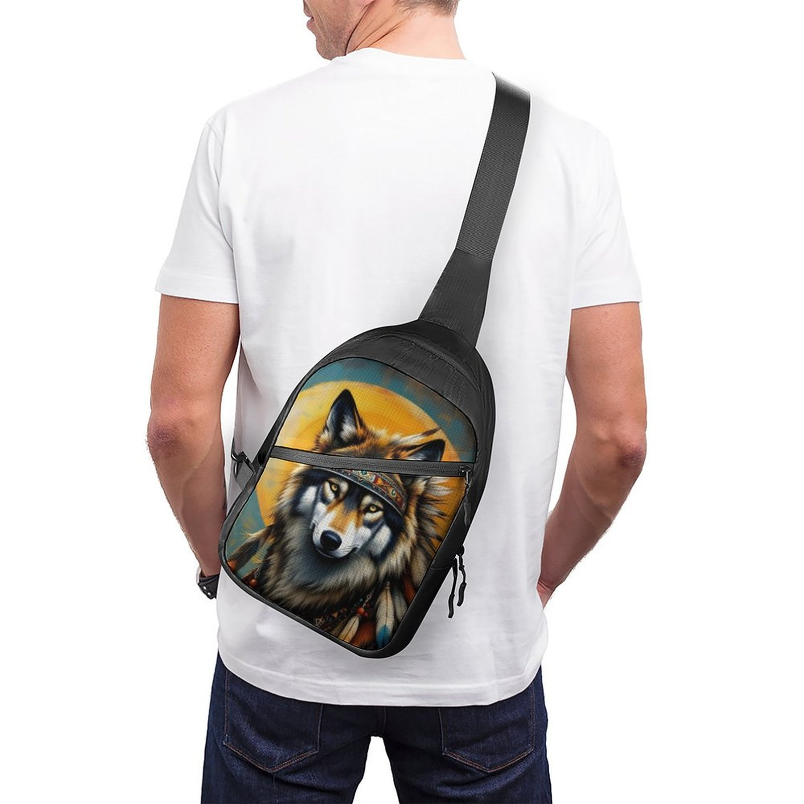 Native Wolf Shoulder Bag For Sale