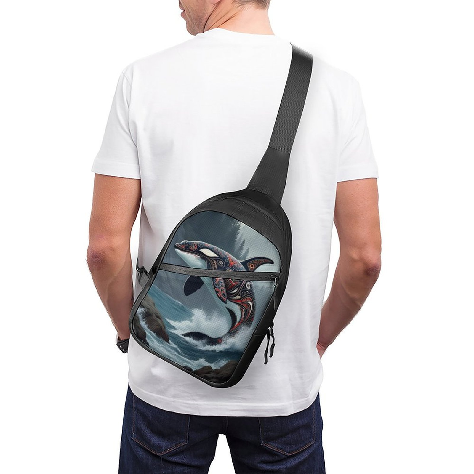 Native Orca Killer Whale Crossbody Sling Bag - Image 2