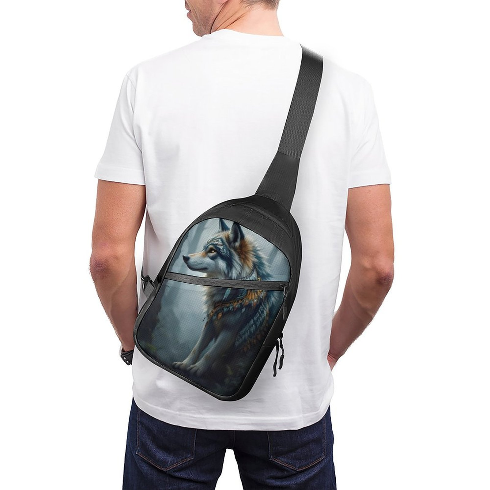 Native Wolf Crossbody Sling Bag - Image 2